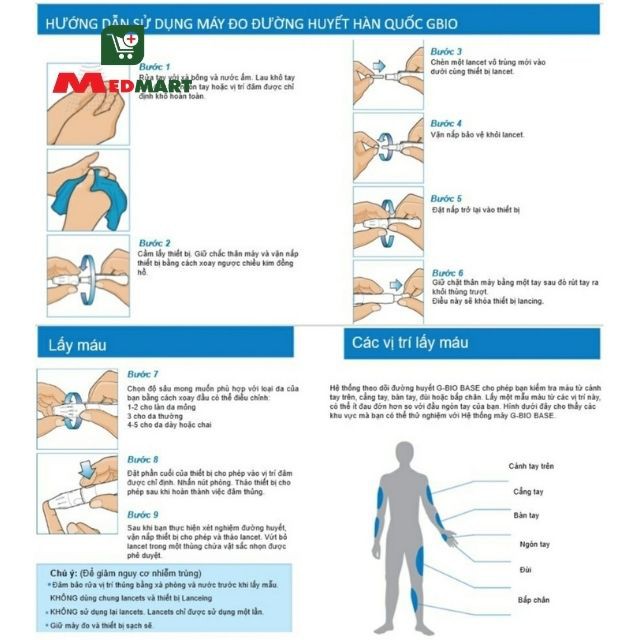 Máy Đo Đường Huyết, Đo Tiểu Đường, Phát Hiện Tiểu Đường GBIO BASE GB-101 M.I.TECH Hàn Quốc - MEDMART