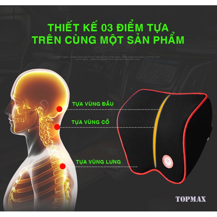 Bộ 02 gội tựa lưng trên xe hơi, văn phòng chất liệu cao su non hoạt tính cao cấp