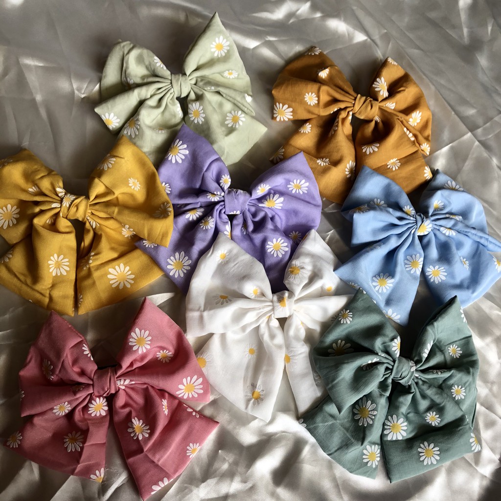 Kẹp Tóc - Buộc Tóc Nơ Vải Bản To Scrunchies Phong Cách Tiểu Thư Hàn Quốc