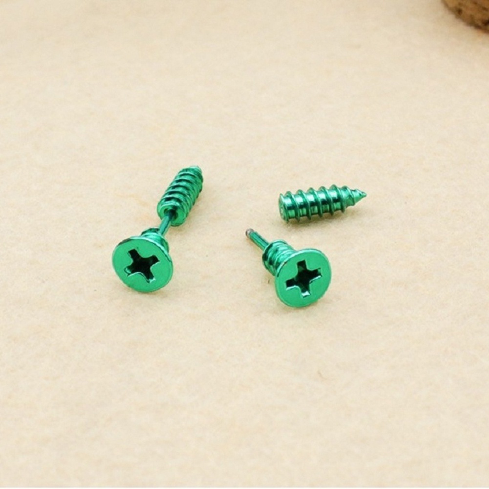 Cặp khuyên tai thiết kế đinh ốc lạ mắt độc đáo bằng thép không gỉ cá tính dành cho nam và nữ