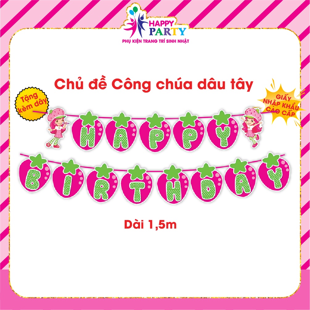 Dây chữ Happy Birthday trang trí sinh nhật, trang trí thôi nôi cho bé trai siêu đẹp nhiều mẫu, chiều dài 1,5m