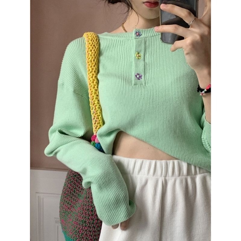 Áo Sweater dài tay thiết kế mỏng thời trang mùa xuân đơn giản cho nữ