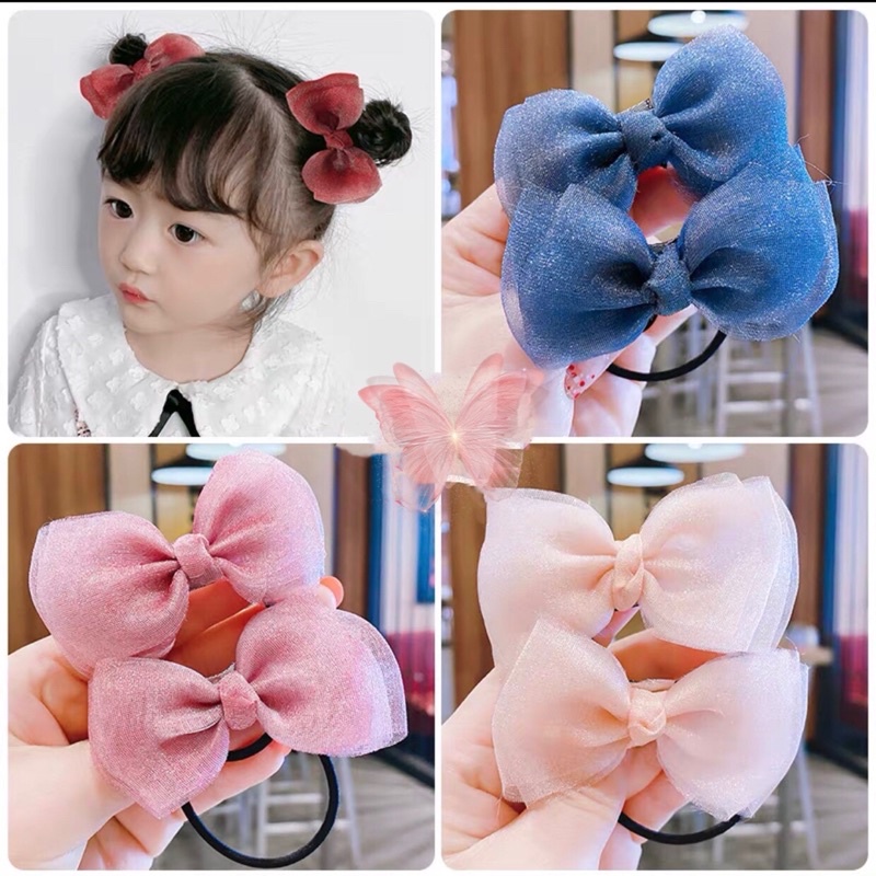 Kẹp tóc nơ voan lưới-nơ cột tóc dễ thương