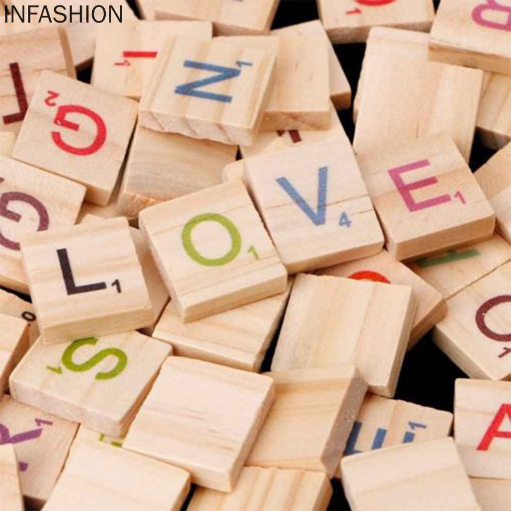 Set 100 Miếng Gỗ Vuông In Chữ Cái Cho Bé