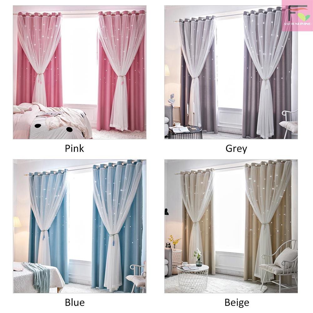 Rèm Cửa Sổ Chất Liệu Polyester Kích Thước 100x200cm Họa Tiết Ngôi Sao Xinh Xắn