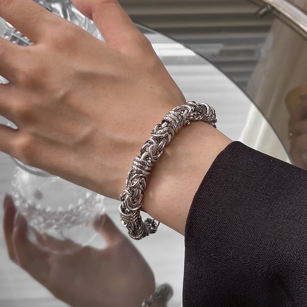 Vòng đeo tay bằng thép không gỉ phong cách hip hop thiết kế đơn giản thời trang cho nam và nữ | BigBuy360 - bigbuy360.vn
