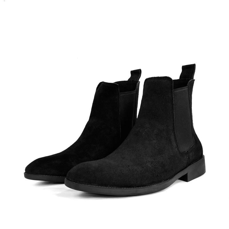 Giày nam chelsea boot da bò thật cao cổ TEFOSS HT350 ver.1 size 38-44-Da lộn mũi nhọn sang trọng,đế khâu