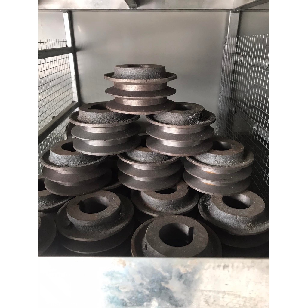 BuLy Gang 100mm 2 Rãnh B lỗ trục 24 - 28 - 38 Bánh Xe Cao Su BL100/2B