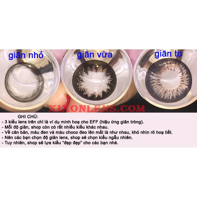 Lens-kính áp tròng Hàn Quốc chính hãng, Màu Đen, (1 cặp lens+khay gương)