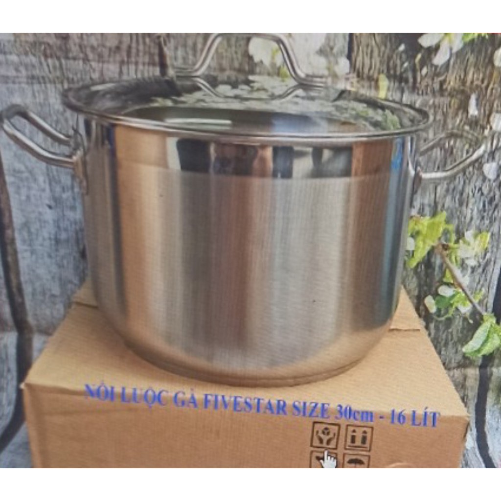 Nồi luộc gà Inox Fivestar 30cm nắp kính