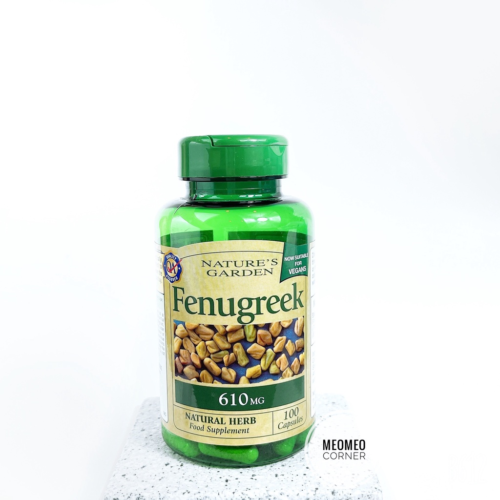 Viên lợi sữa cỏ cà ri Nature’s Garden Fenugreek 610mg của Anh hộp 100 viên