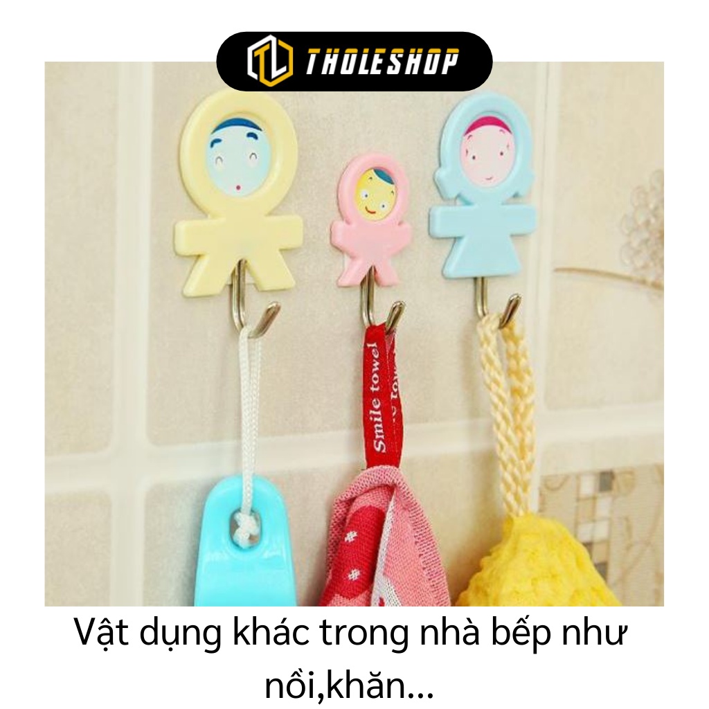 Móc dán tường - Vĩ 3 Móc Treo đồ Tiện Dụng Hình Mặt Cười Keo Dán Siêu Chắc 5701