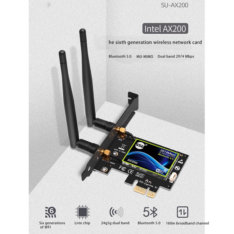 Thẻ WiFi băng tần kép cho Intel 2.4G/5Ghz 802.11Ac/Ax Window10 | BigBuy360 - bigbuy360.vn