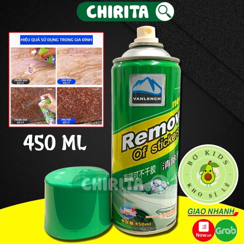 Chai xịt tẩy Keo  REMOVE 450ML Tẩy Băng dính, dung dịch tẩy vết băng nhựa đường bám trên ô tô, tẩy đa năng đồ nội Tẩy