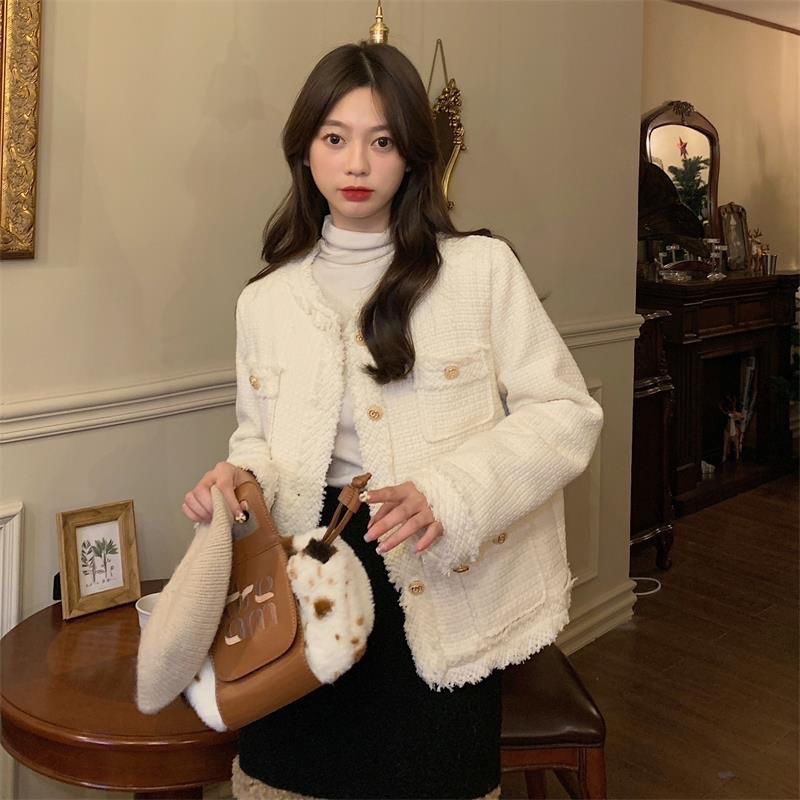 Áo dạ Tweed tiểu thư sang chảnh hàng quảng châu siêu cấp 2 lớp