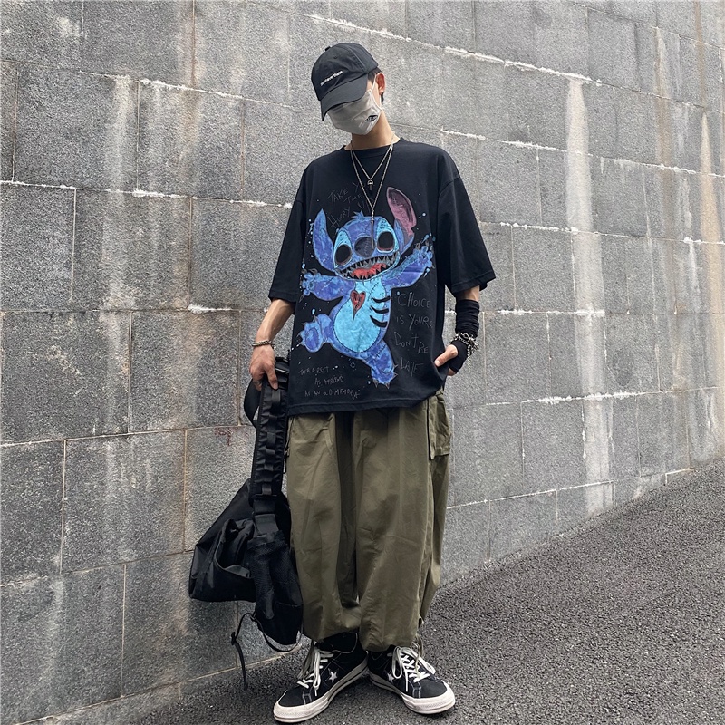 Áo phông nam, áo phông nam form rộng tay lỡ ulzzang màu đen trắng hiphop thời trang đường phố hàn quốc | BigBuy360 - bigbuy360.vn