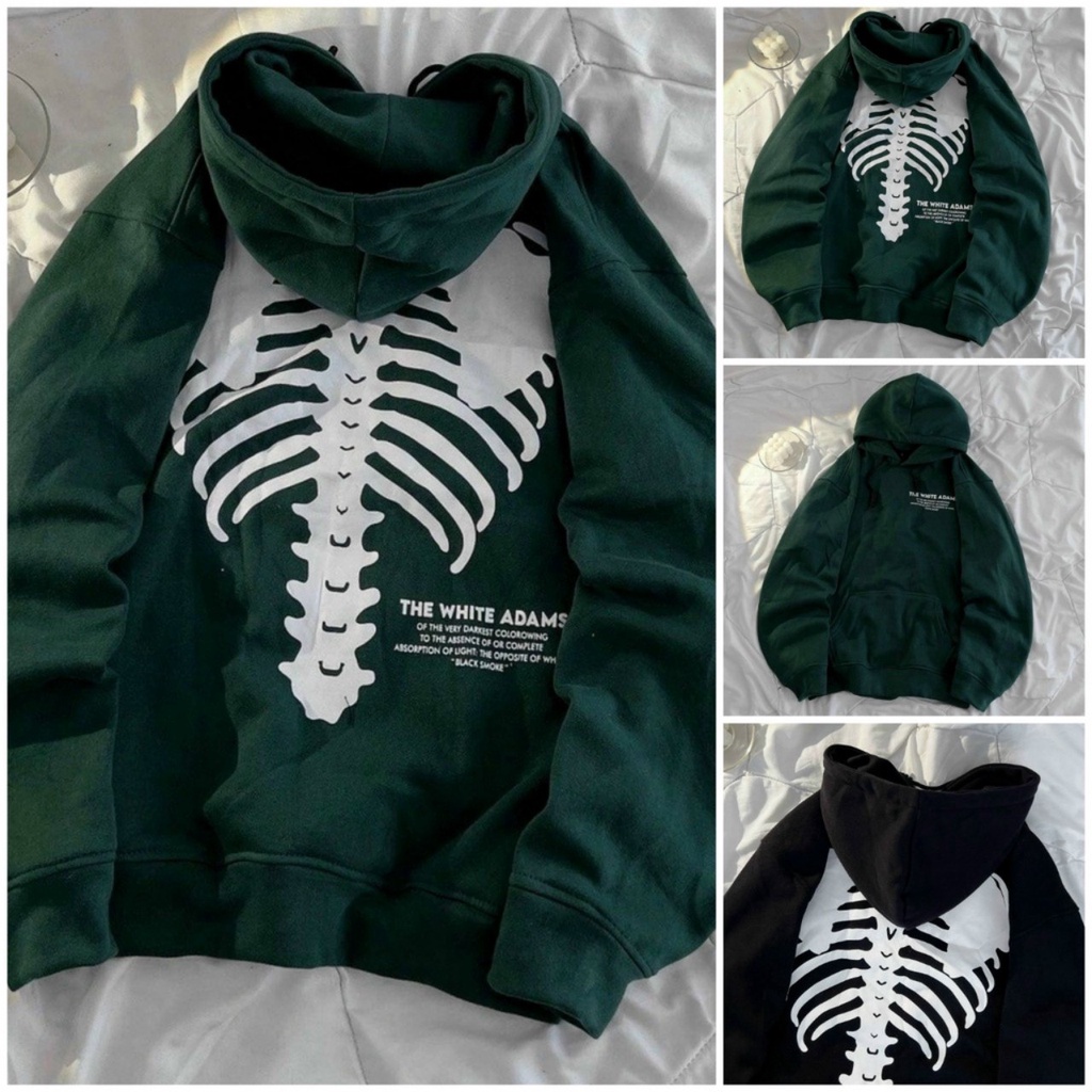 Áo Khoác Hình Bộ Xương Vải Nỉ Có Nón Mũ 2 Lớp - Unisex Hàn Quốc Cặp Đôi Nam Nữ Chống Nắng