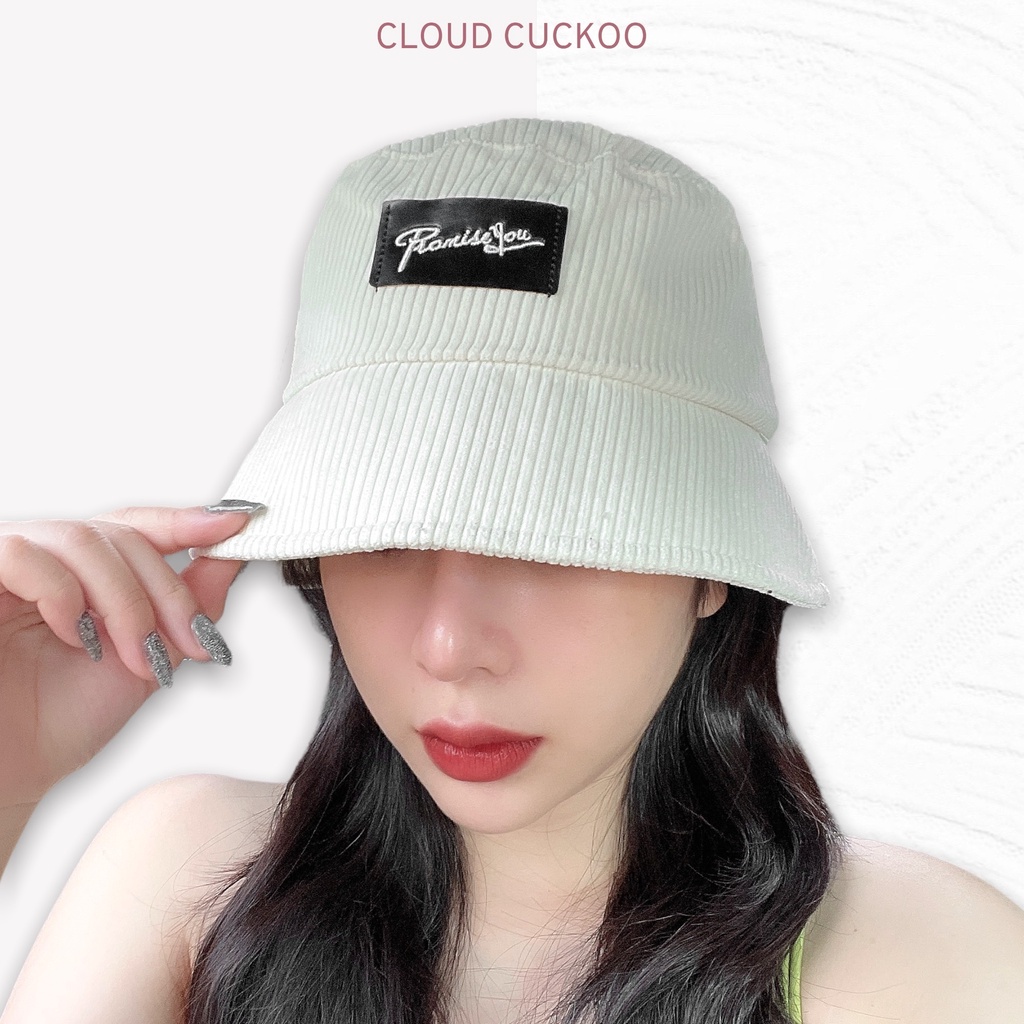 Mũ Bucket Nhung Logo Da Nhiều Màu Sắc - Mã Số: MBK0506