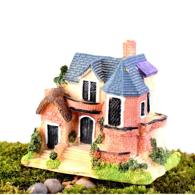 Mô hình  nhà villa vùng ngoại ô size 8.8 x 5.8 x 8cm trang trí bể thủy sinh, tiểu cảnh, terrarium, DIY (giao ngẫu nhiên)