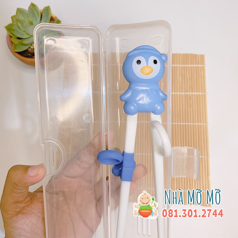 Đũa tập gắp xỏ ngón cho bé tập ăn dặm hình mèo gấu đáng yêu - Nhà Mỡ