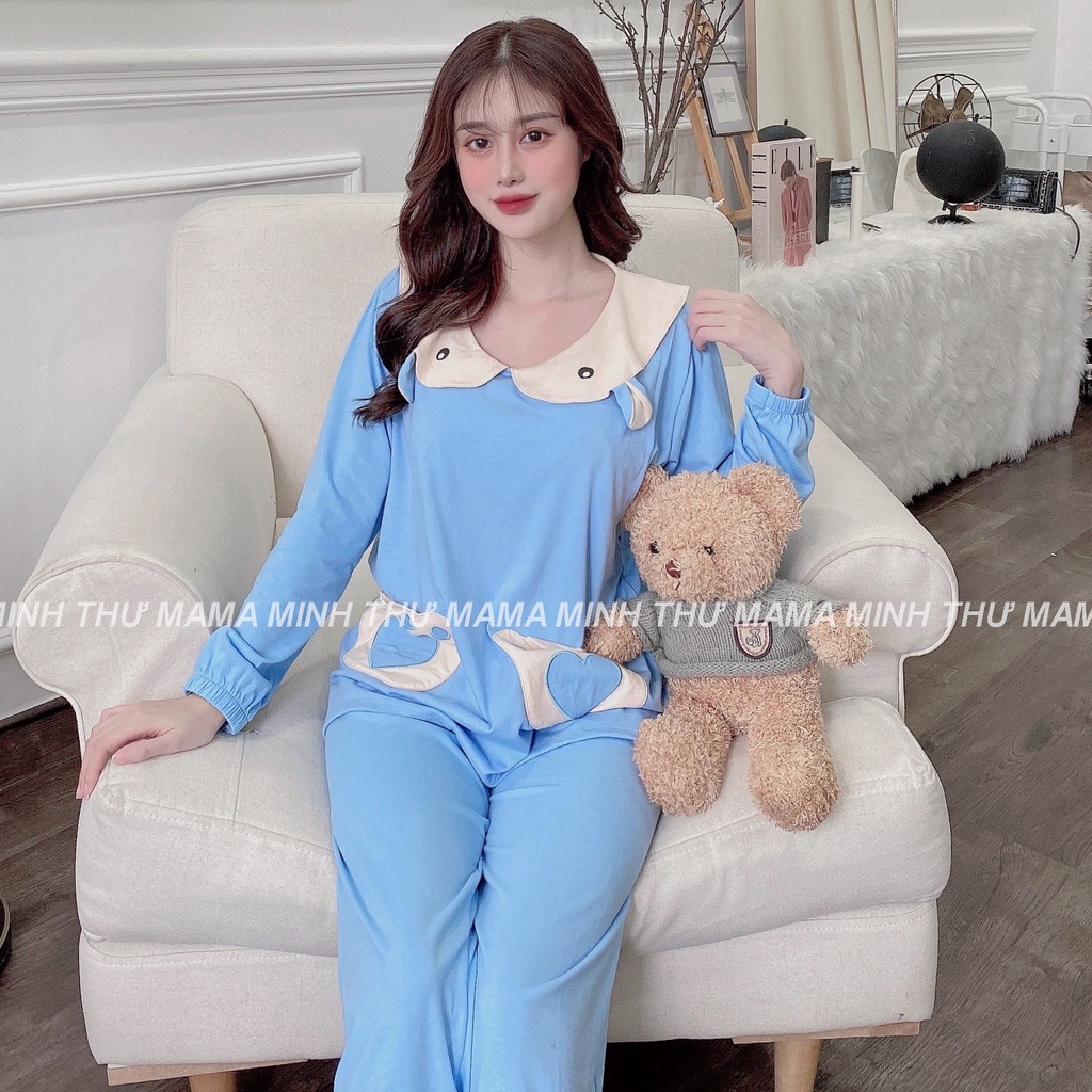 Bộ bầu - bộ sau sinh - chất liệu cotton mềm- mặc nhà thời trang trẻ ( bộ túi bàn chân gấu - QDTD - MS-06 )