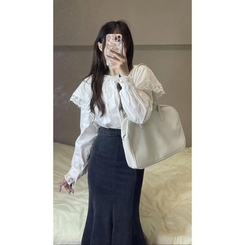 Chân váy bò jean dài đuôi cá ôm sát cách điệu ulzzang