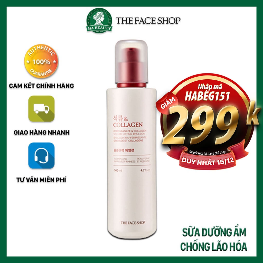 Sữa dưỡng ẩm chống lão hoá phục hồi săn chắc da The Face Shop Pomegranate & Collagen Volume Lifting Emulsion 140ml