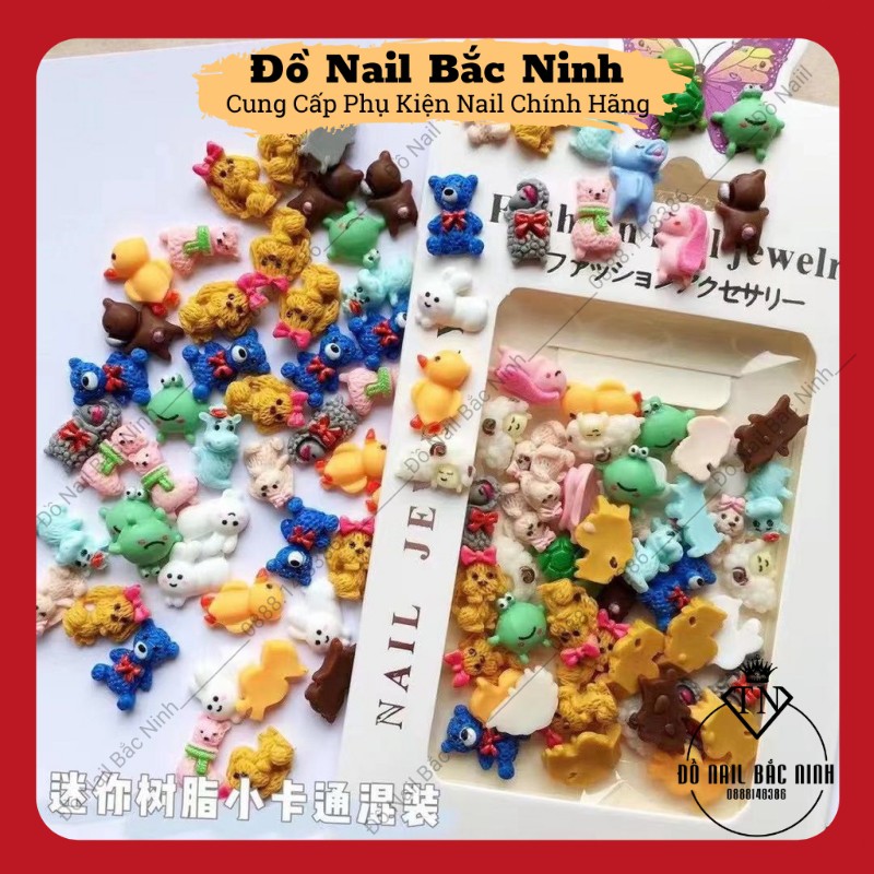 Set Charm Gấu Thạch, Charm Hoạt Hình Trang Trí Nail Mix Màu Dễ Thương