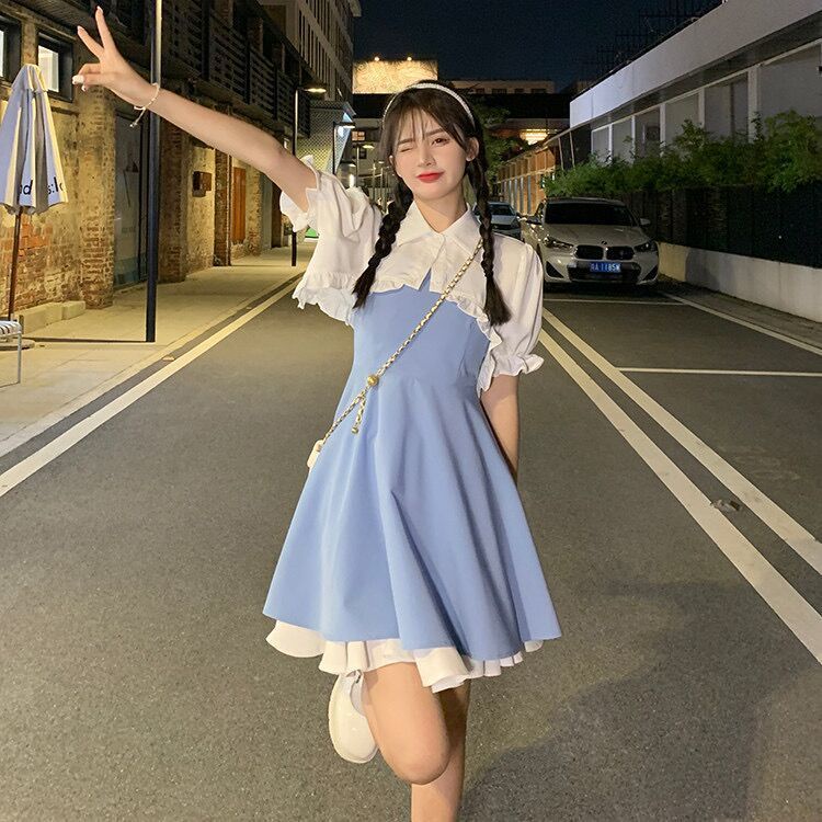 Set Áo Sơ Mi Và Chân Váy Thiết Kế Xinh Xắn Nữ Tính