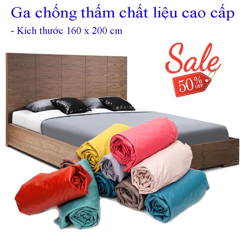 Ga Chống Thấm 1m6 x 2m,1m8 x 2m màu trơn, Bọc đệm chống thấm cao cấp thoáng mát - Bền ,Đẹp Hàng Việt Nam