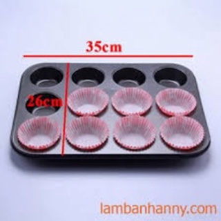 Khuôn Cupcake 12 Ô Đen Làm Bánh Cupcake, Muffin,..