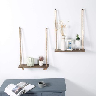 kệ gỗ kèm dây thừng trang trí