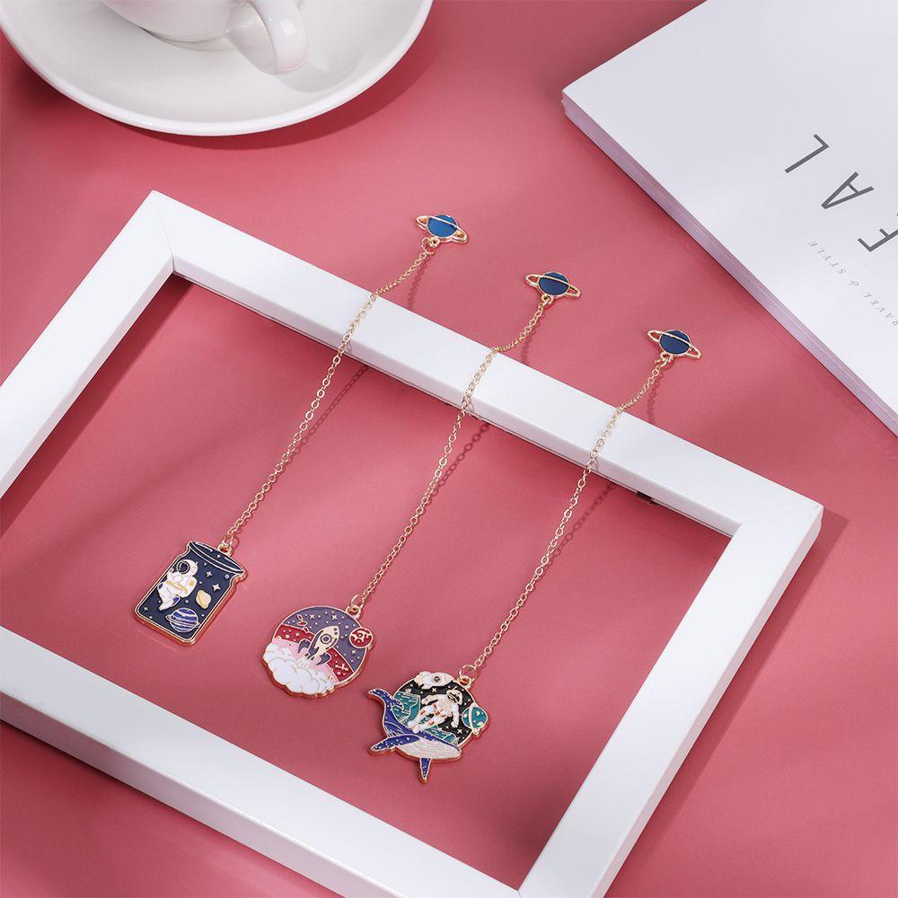 CHOOKEY Bookmark Mặt Hình Phi Hành Gia Phối Tua Rua Đỏ Phong Cách Trung Hoa