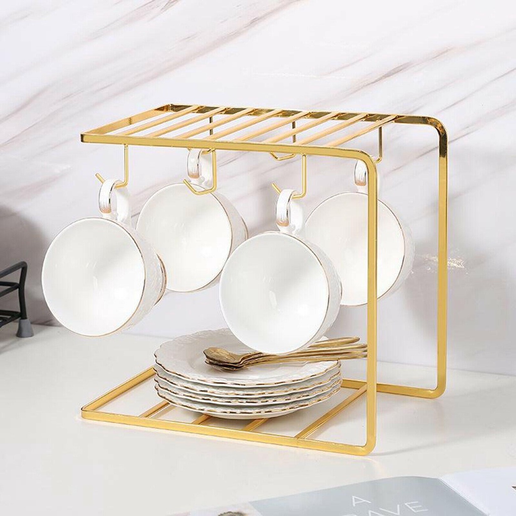 YOLA Giá Đỡ Kim Loại 6 Móc Treo Cốc Trang Sức Tiện Dụng