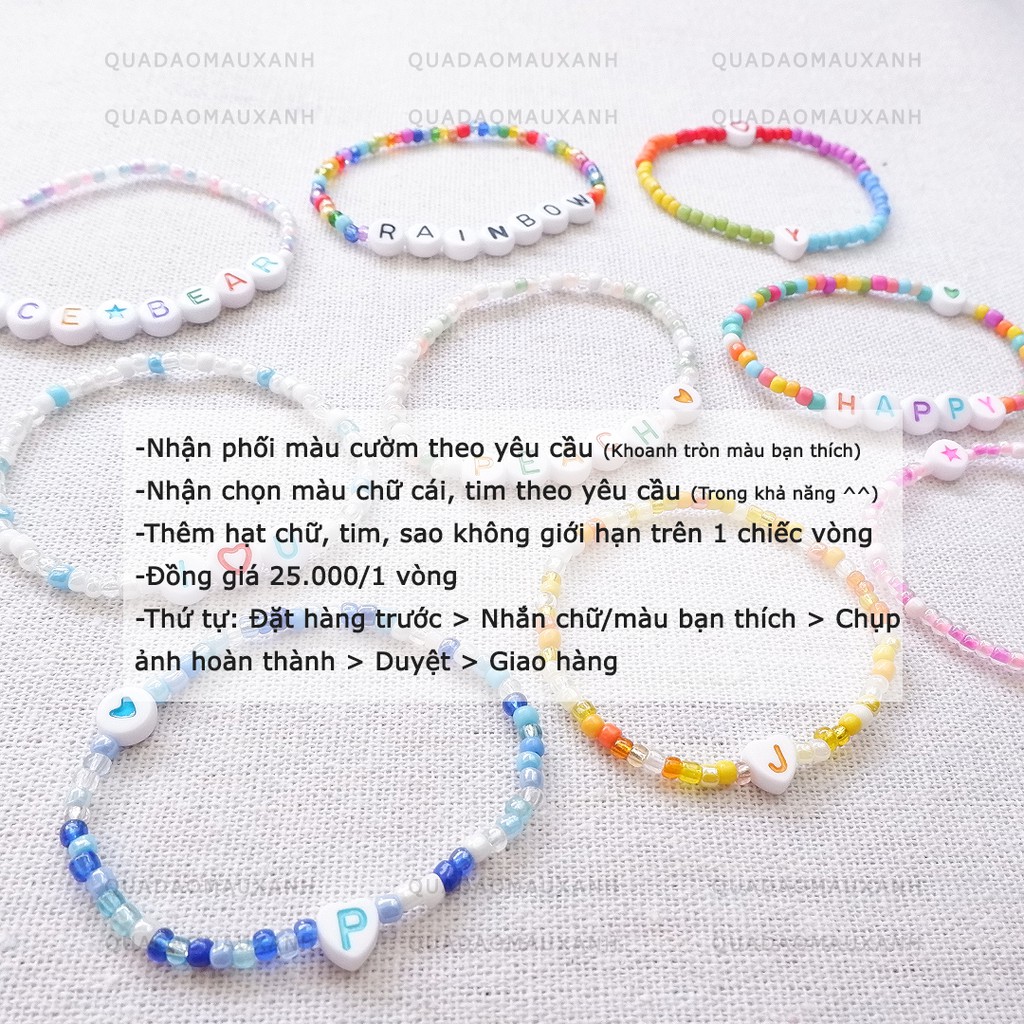 P-1 Vòng hạt cườm chữ cái phối màu và tên theo yêu cầu #letter bracelet | BigBuy360 - bigbuy360.vn