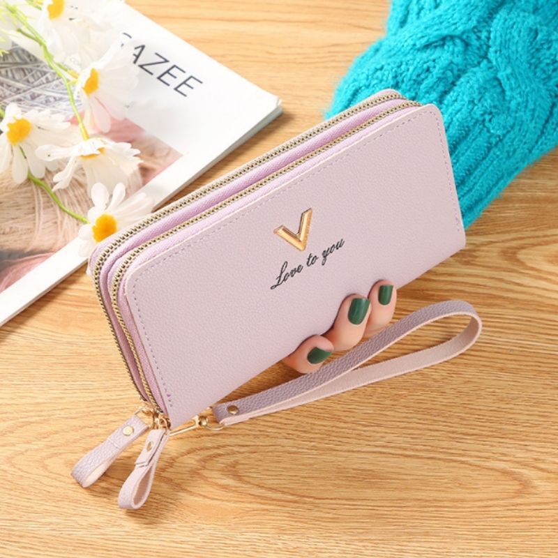 Ví nữ đẹp dáng dài cao cấp cầm tay hai ngăn khóa thời trang giá rẻ da PU VD035