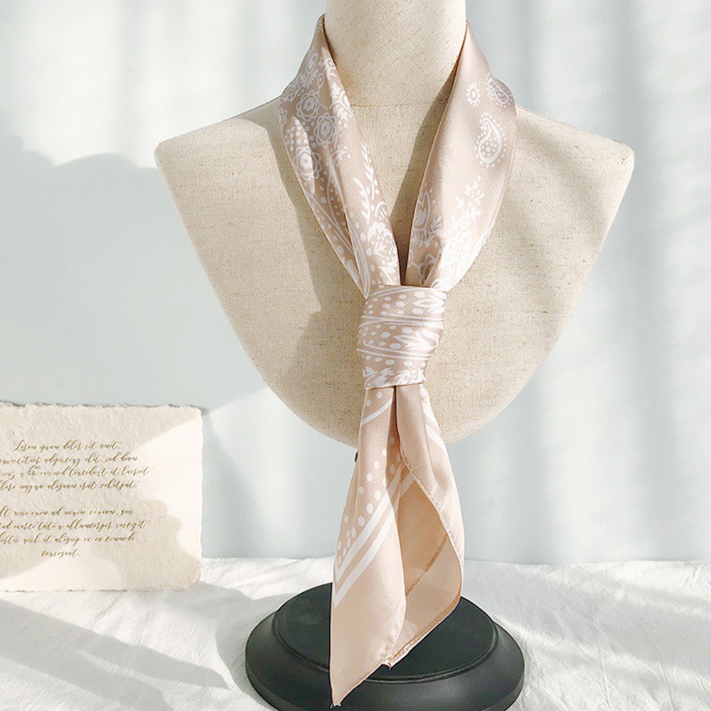 Khăn Choàng Cổ Bằng Lụa Satin In Họa Tiết Hoa 70cm Nhiều Màu Thanh Lịch Mới Cho Nữ