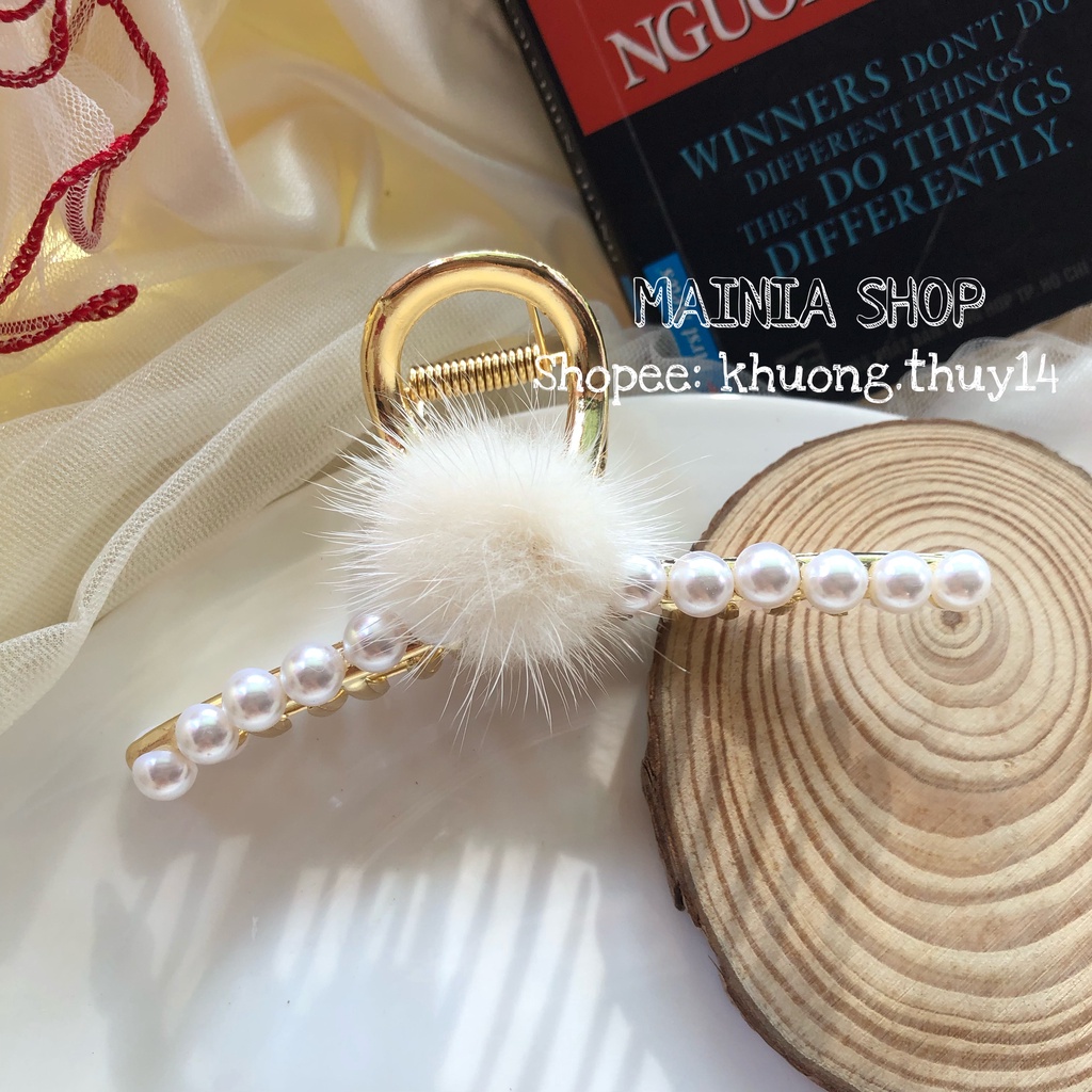 [Siêu Đẹp] Kẹp Tóc Càng Cua Kim Loại Hàn Quốc Đính Cục Bông Xin Xắn Dễ Thương Siêu Đẹp Mainia Shop