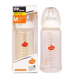 Bình Sữa cổ hẹp cổ rộng Wesser 250ml