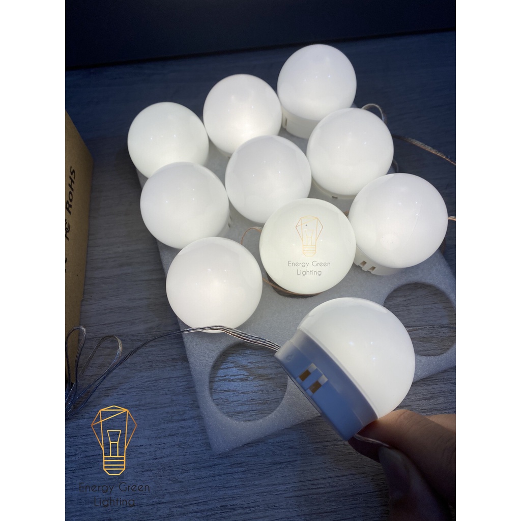 Set 10 bóng đèn LED Energy Green Lighting chiếu sáng gương trang điểm BL-031 - Dán gương tiện lợi - 5 chế độ sáng