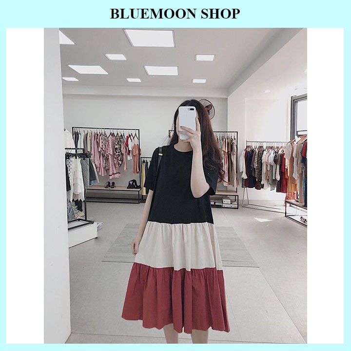 Váy Bầu Cao Cấp 💕 FREE SHIP 💕 Váy Bầu Thời Trang Thiết Kế Dáng Suông Phối 3 màu Siêu Đẹp