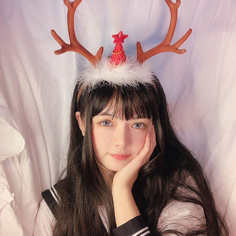 Băng Đô Cài Tóc Hình Sừng Tuần Lộc Bằng Acrylic Dễ Thương Cho Nữ