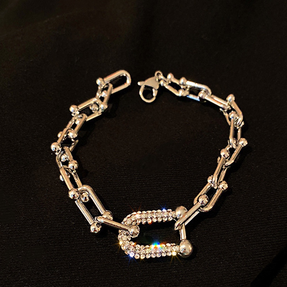 Vòng tay kim loại hình chữ U phong cách hip hop Hàn Quốc cho nữ