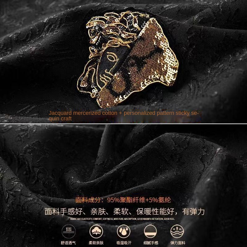 Set quần áo 2 món thêu họa tiết phong cách Hàn Quốc thời trang thu đông cho nam