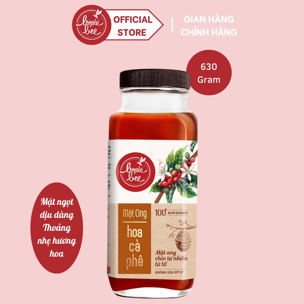 Mật Ong Bonie Bee Nguyên Chất Từ Hoa Cà Phê - Vị Ngọt Dịu - Chín Tự Nhiên Từ Tổ - Không Qua Xử Lý - 630g