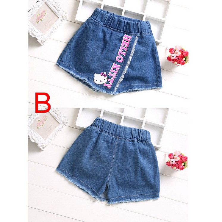 Quần Short Jean Giả Váy Thời Trang Xinh Xắn Cho Bé Gái 3-9 Tuổi