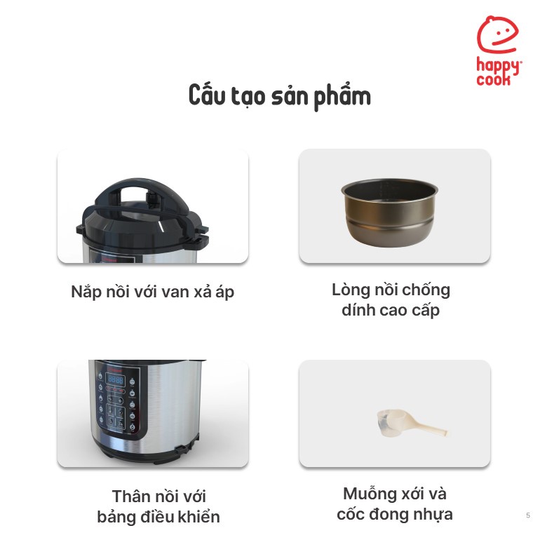 Nồi áp suất điện tử Happy Cook 6L HEPC-600SV
