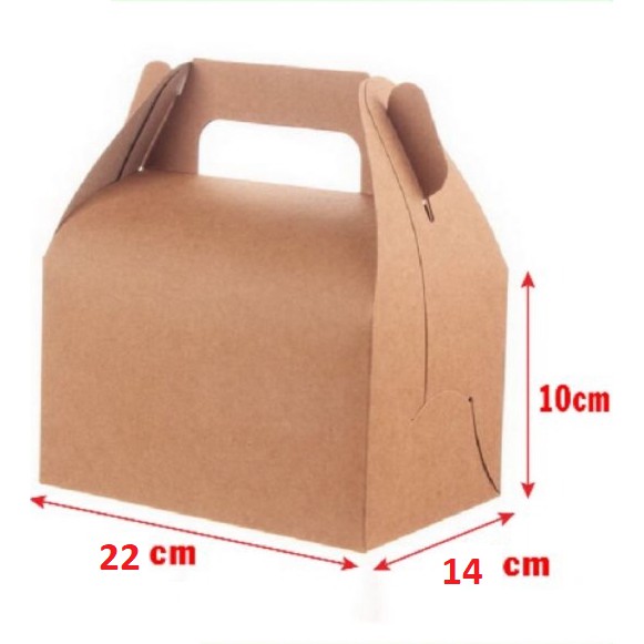 100 Hộp giấy kraft đựng thức ăn( gà rán, bánh) B204-N 22x14x10 cm