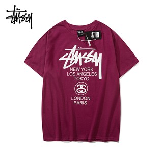 🔥全场免郵🔥+關注現折 stussy 夏季爆款世界巡游经典款 T恤 經典印花 寬松休閒T恤 男女情侶裝 t-shir