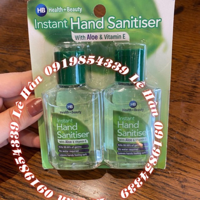 Nước rửa tay khô Health & Beauty Hand Sanitiser 120ml (set 2 chai 60ml)